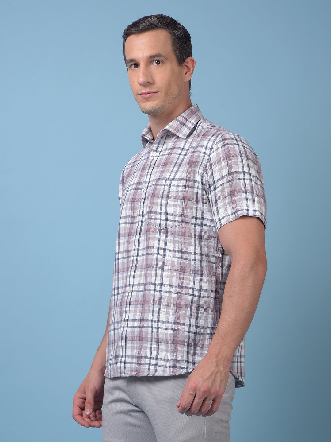 Pink Checked 100% Cotton Shirt