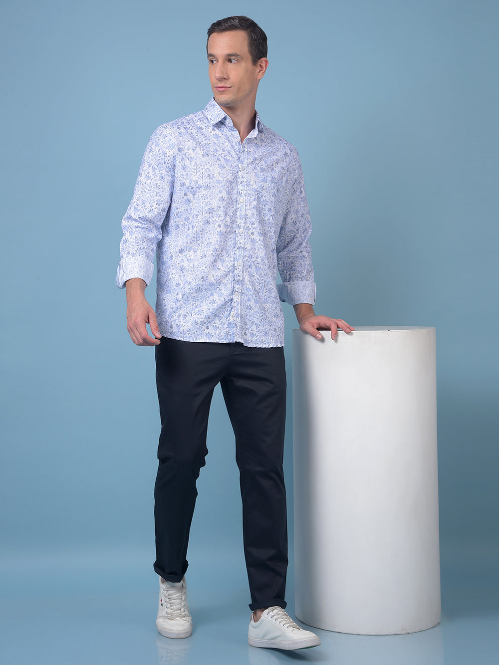 Blue Floral Print Shirt