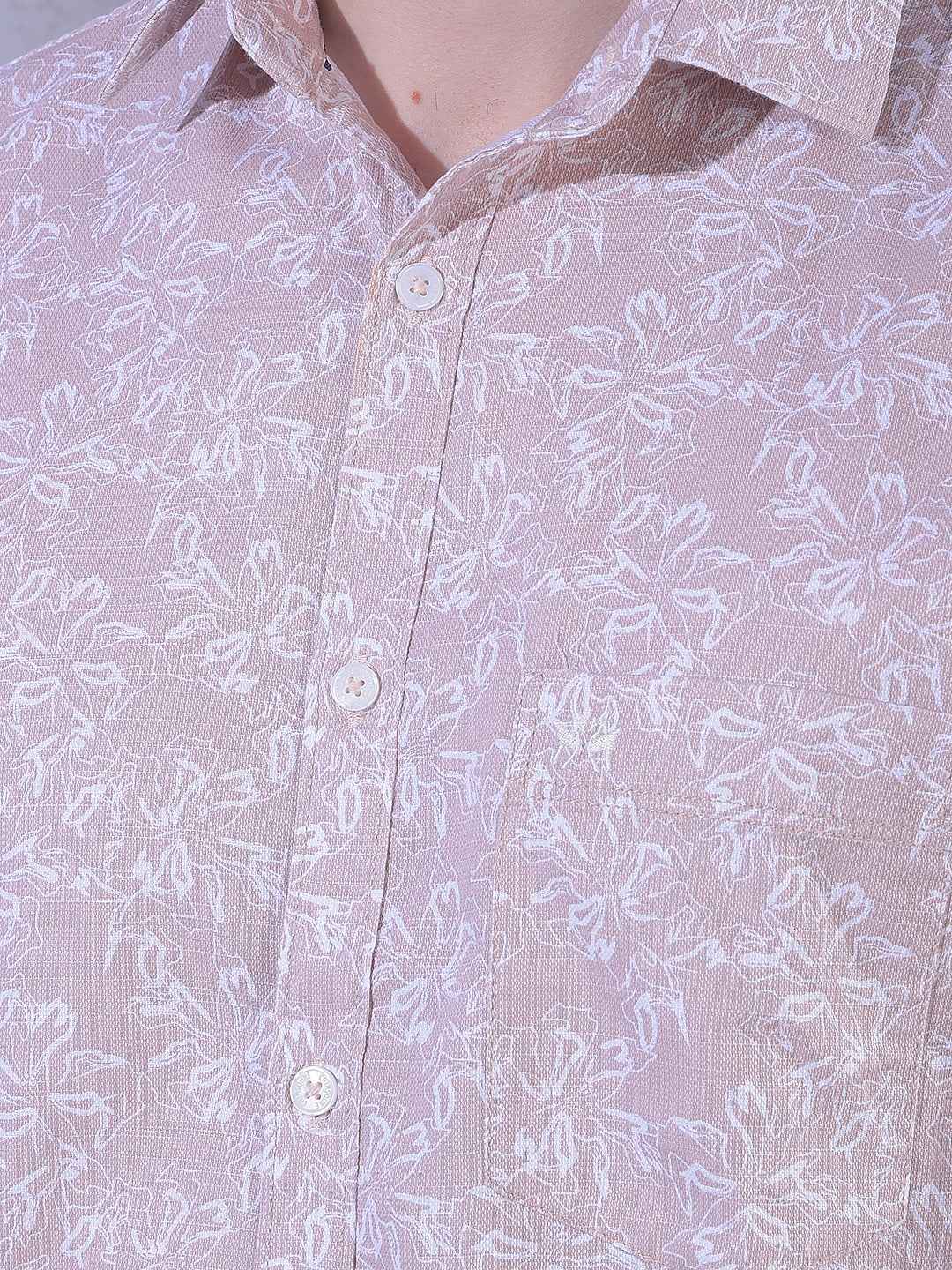 Peach Floral Print Shirt