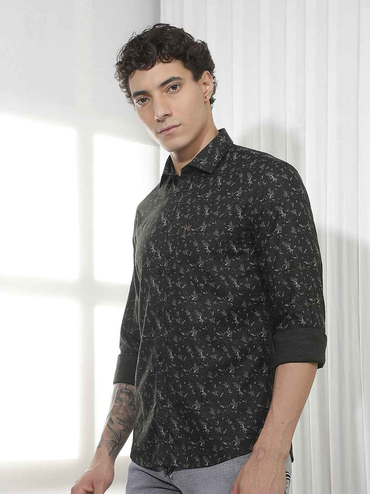 Black Floral Print Shirt