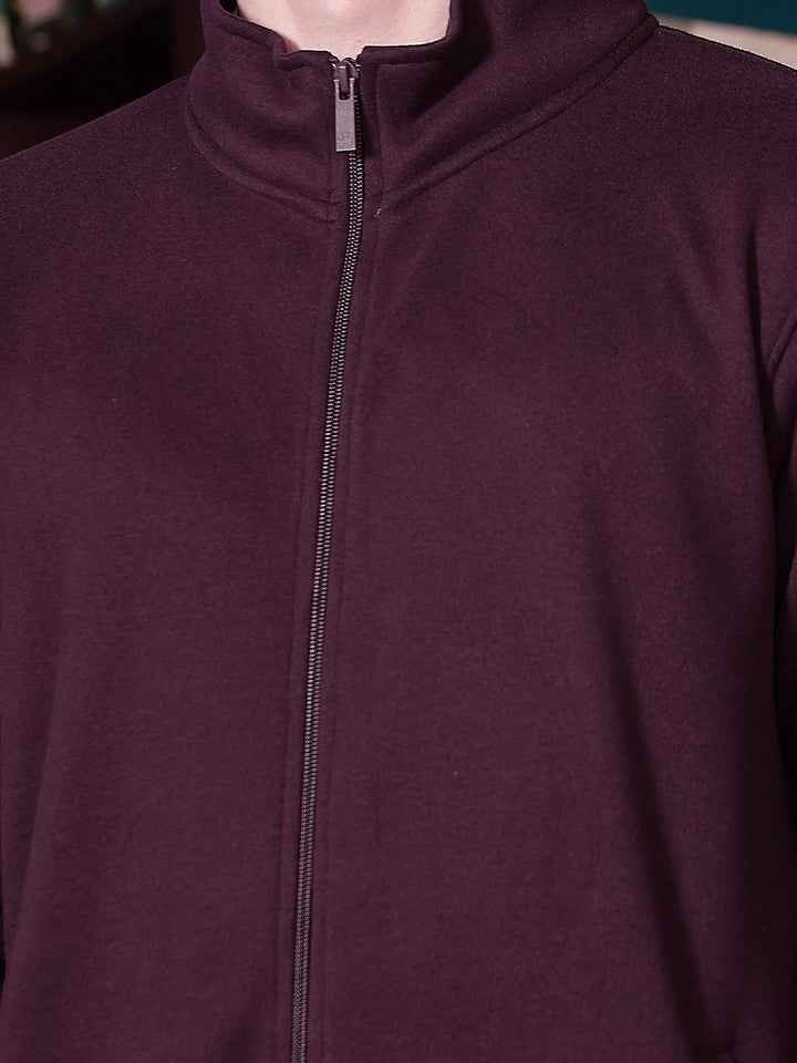 Wine Front Open Sweatshirt