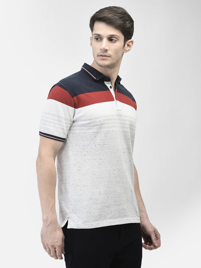 Multi-Color Color-Blocked Polo Neck T-Shirt