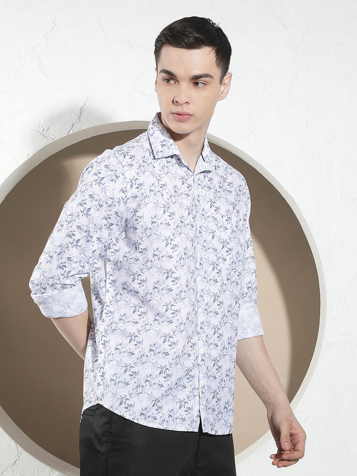 Blue Floral Print Shirt