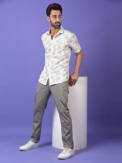 White Floral Print Shirt