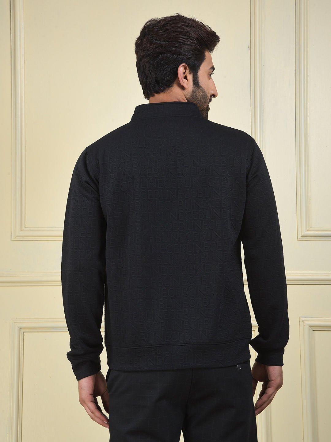 Black Embossed Polo Sweatshirt