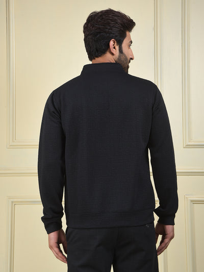 Black Embossed Polo Sweatshirt
