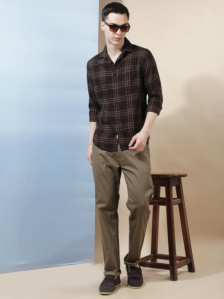Essential Warm Brown Checked Shirt