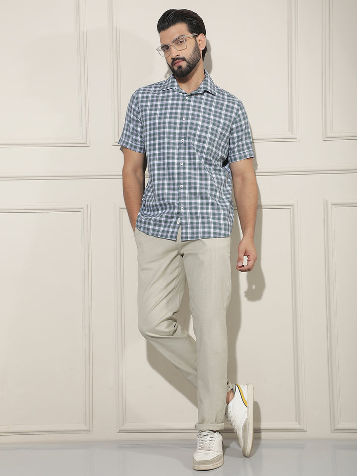 Green Checked 100% Cotton Shirt