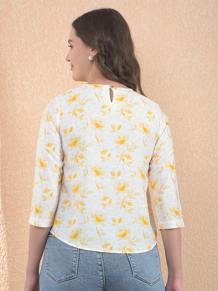 Orange Floral Print Top