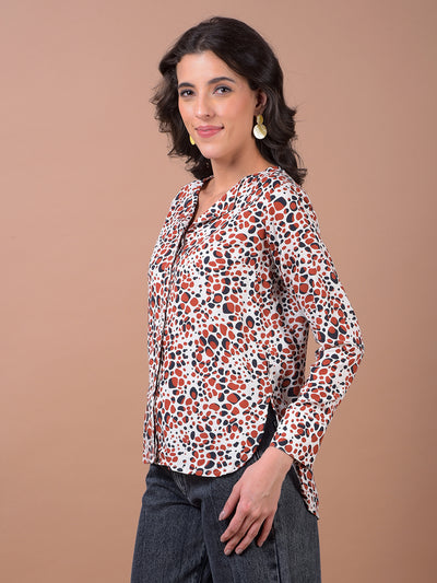 Maroon Printed V-Neck Shirt