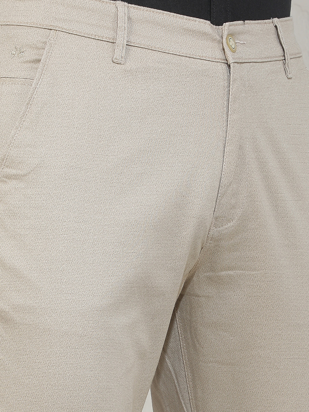 Contemporary Latte Beige Printed Trousers