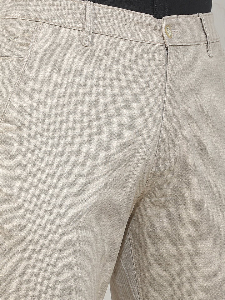 Contemporary Latte Beige Printed Trousers