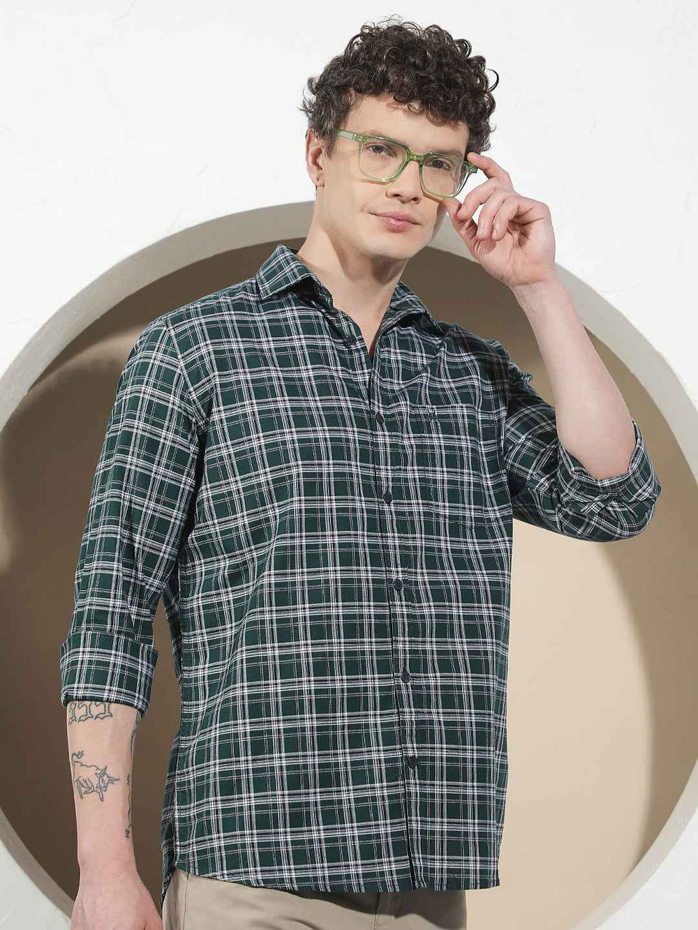 Green Checked 100% Cotton Shirt