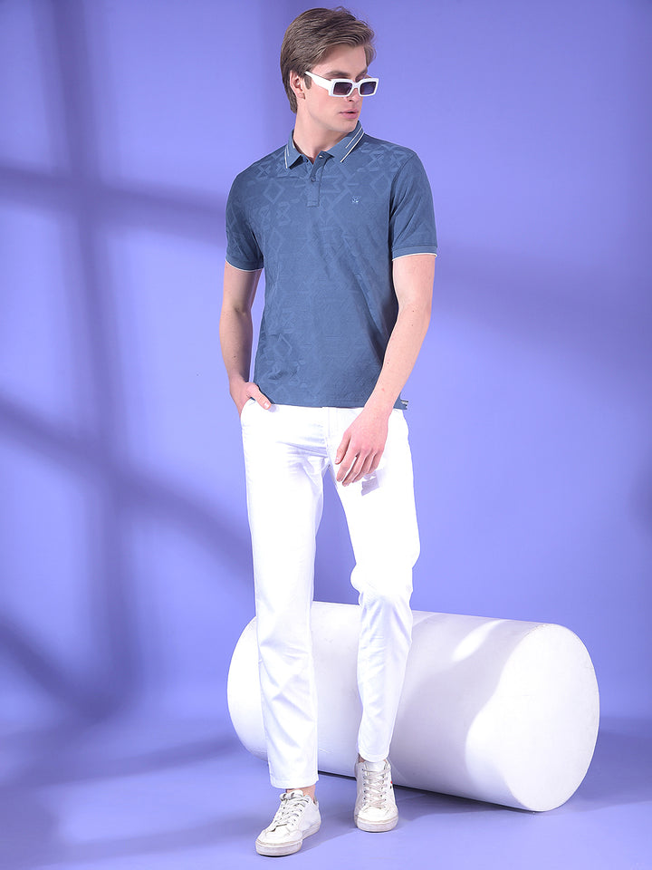 Blue Jacquard Polo T-Shirt
