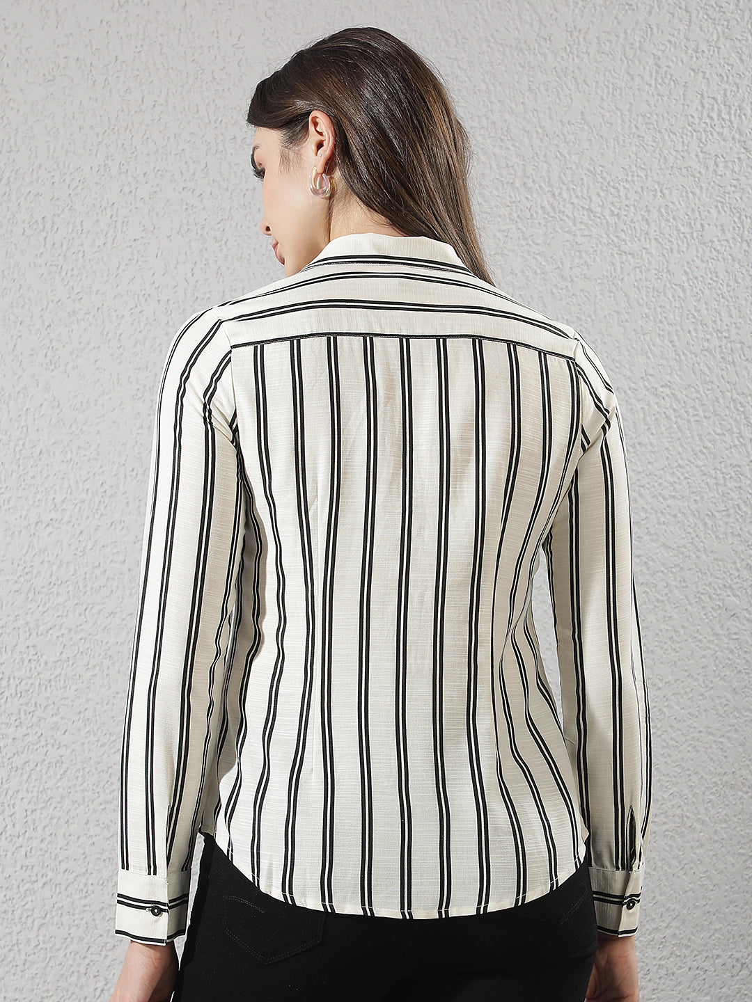 White Vertical Striped Linen Shirt