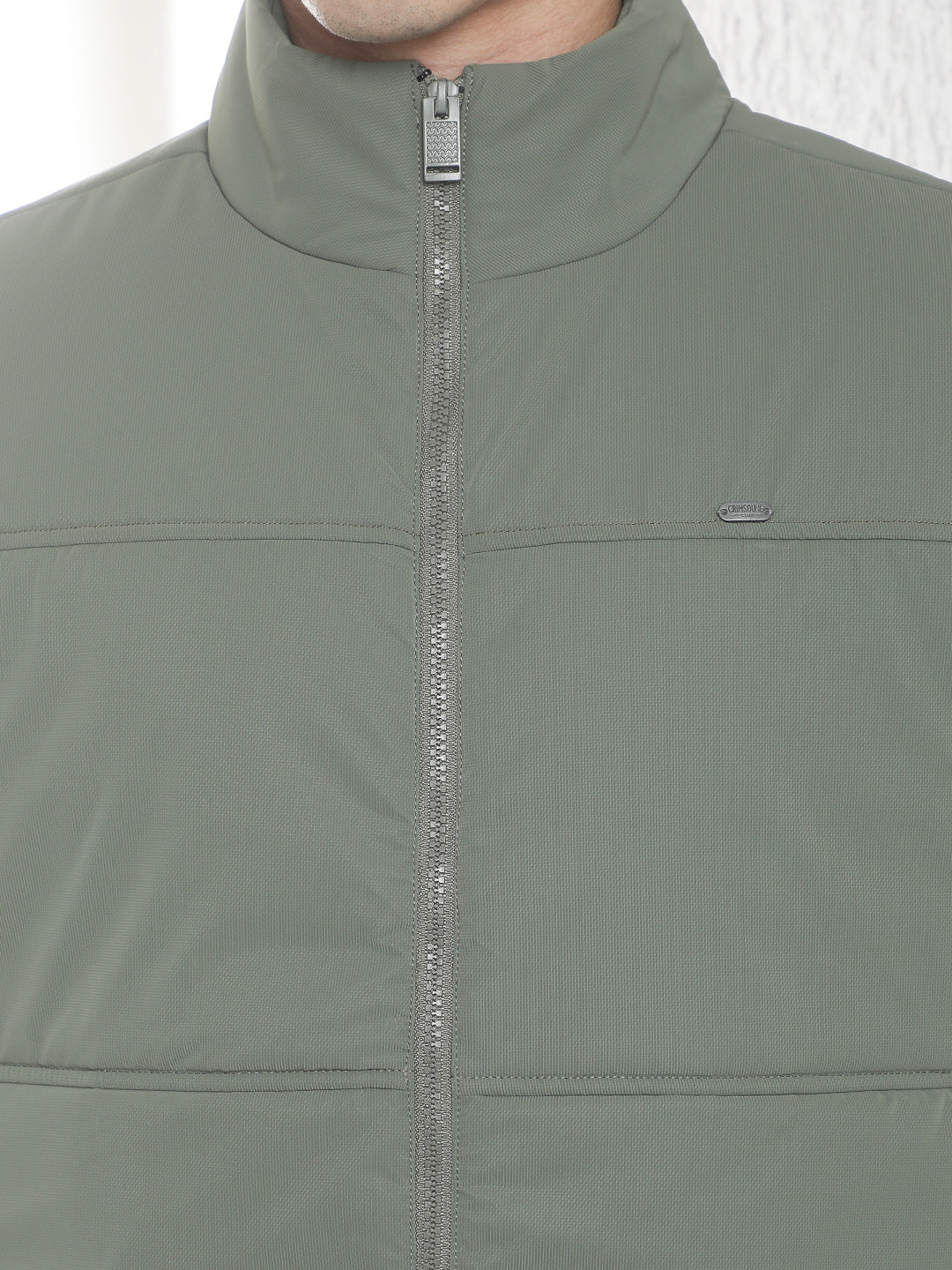 Olive High Neck Sleeveless Puffer Jacket