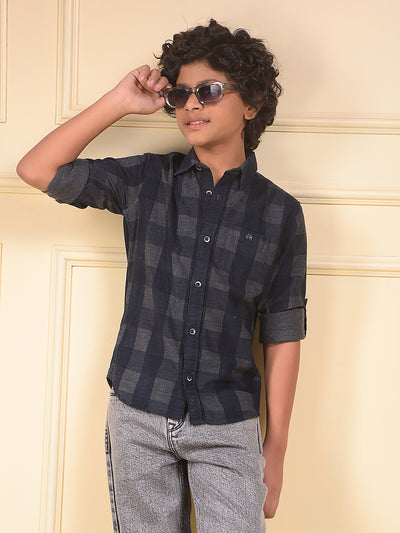 Blue Checked Corduory Shirt