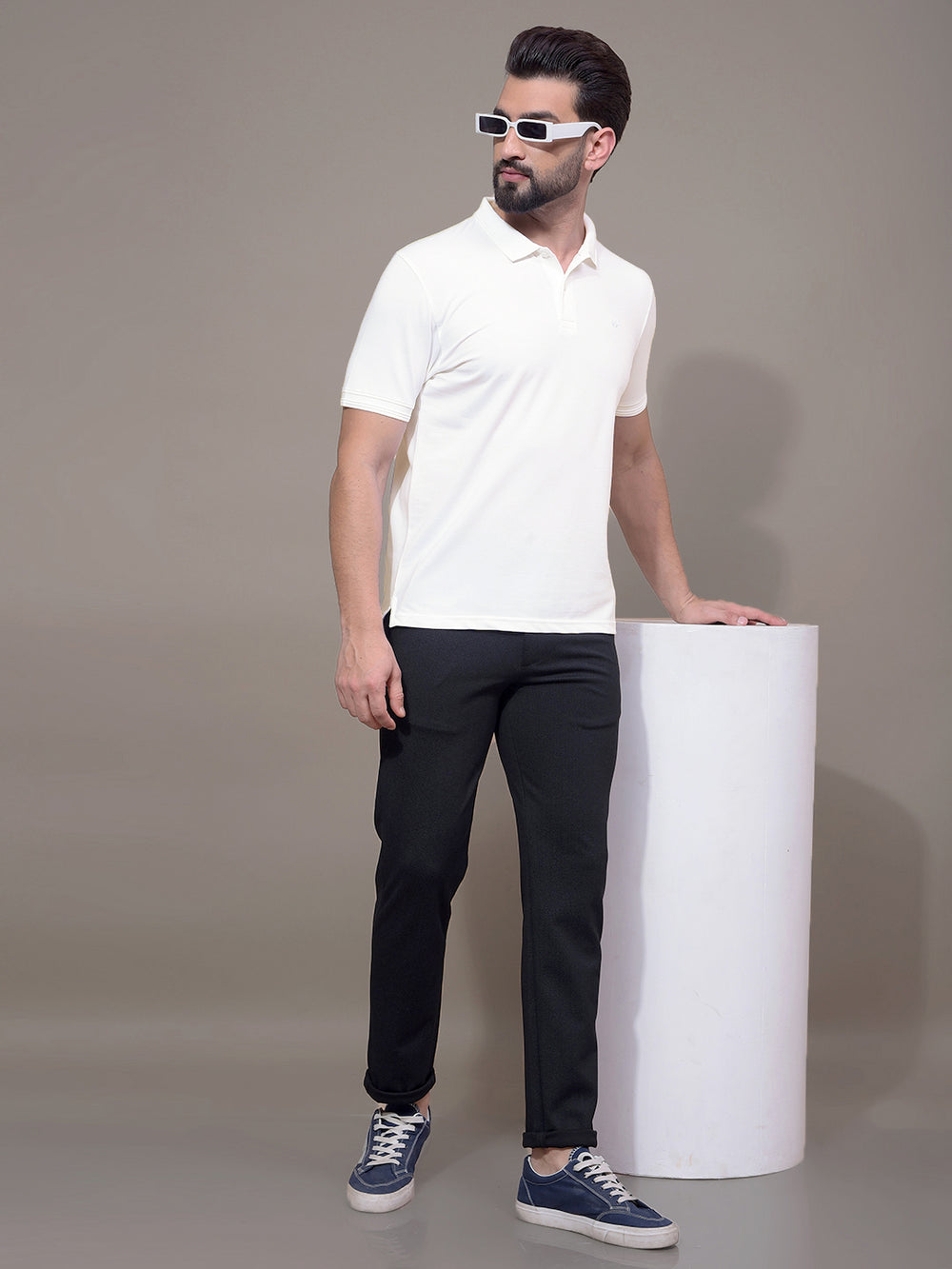 White Polo Neck T-Shirt-Men T-Shirts-Crimsoune Club