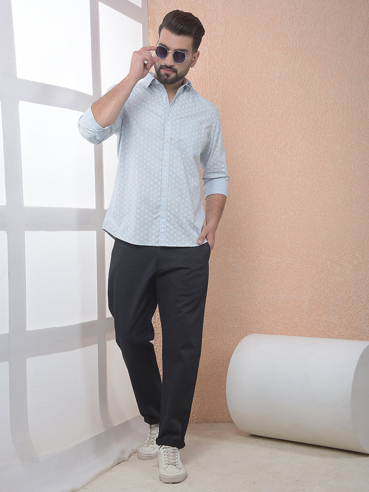 Ice Blue Micro Print Shirt