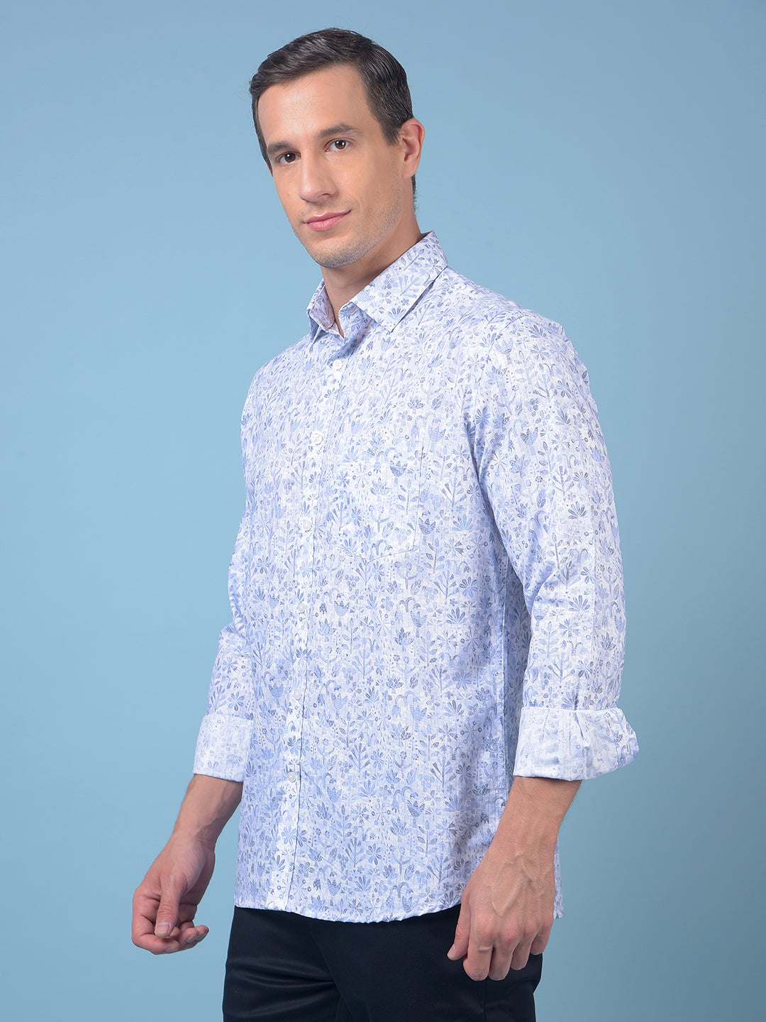 Blue Floral Print Shirt