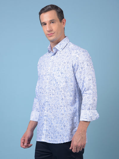 Blue Floral Print Shirt