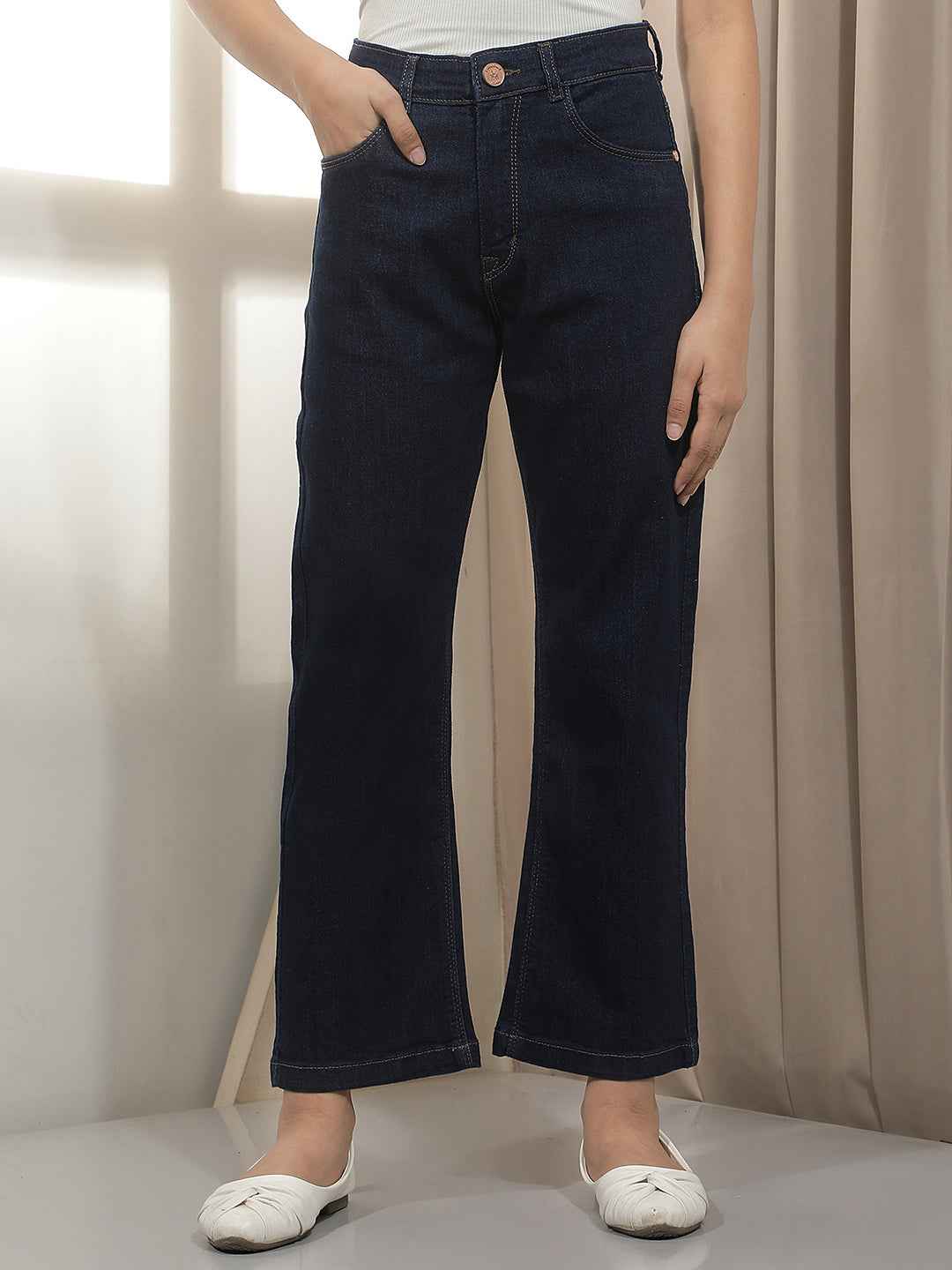 Navy Blue Straight Jeans