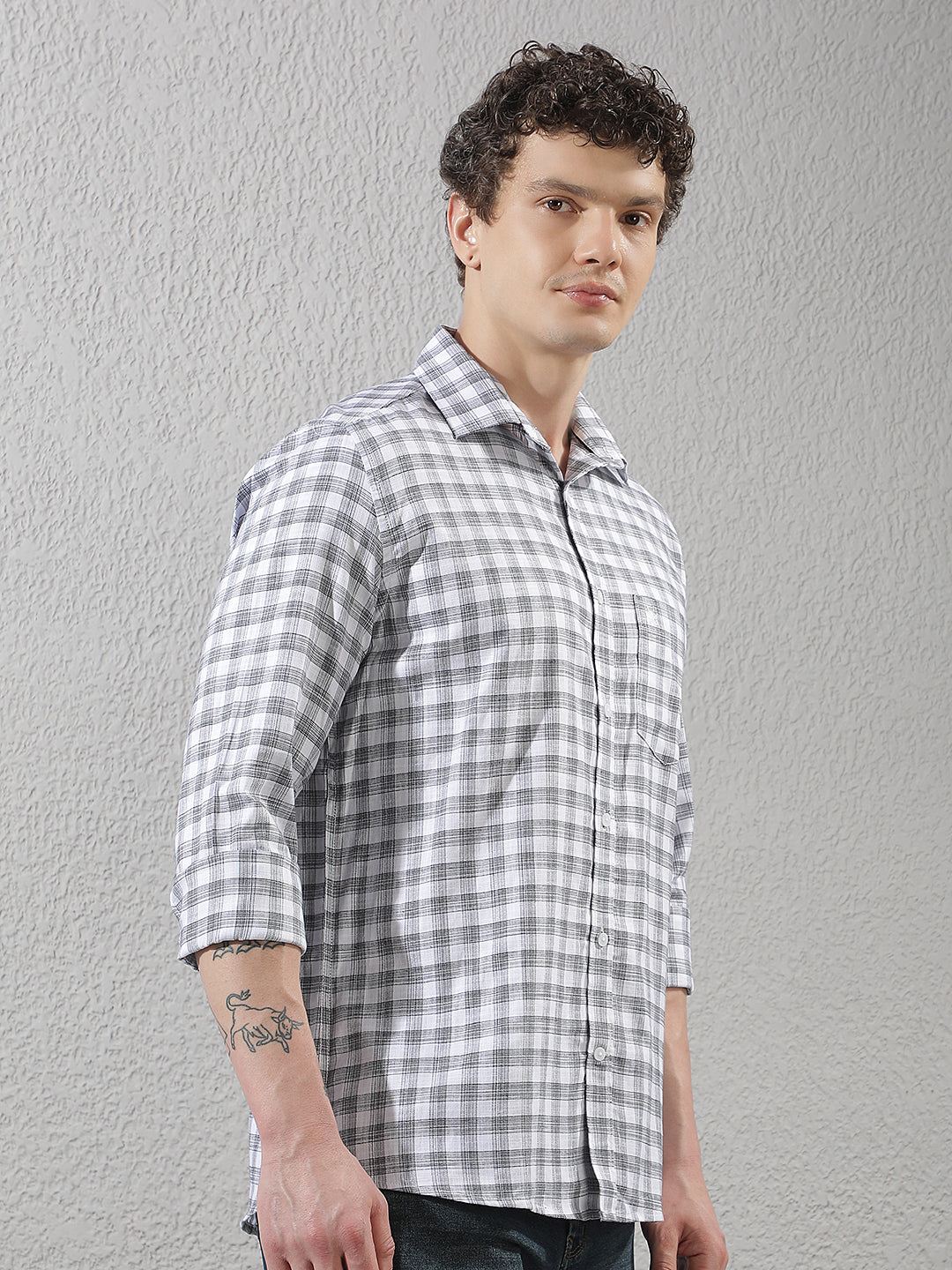White 100% Cotton Checked Shirt