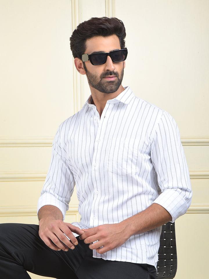 White Vertical Stripes Shirt
