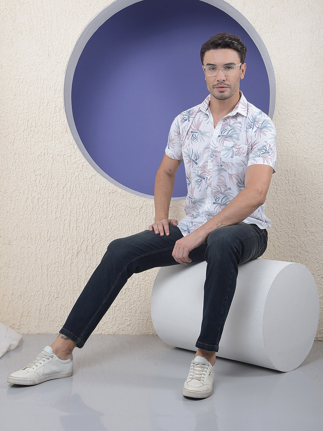 Printed 100% Cotton Beige Shirt