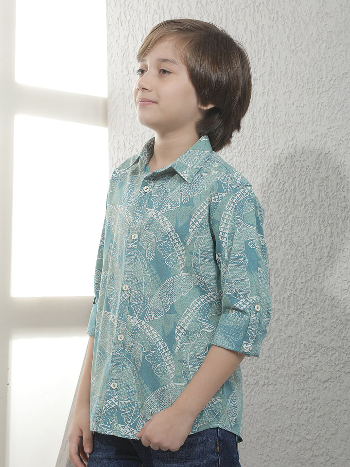 Sea Green Graphic Print Shirt