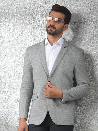 Grey Notched Lapel Modal Single-Breasted Blazer
