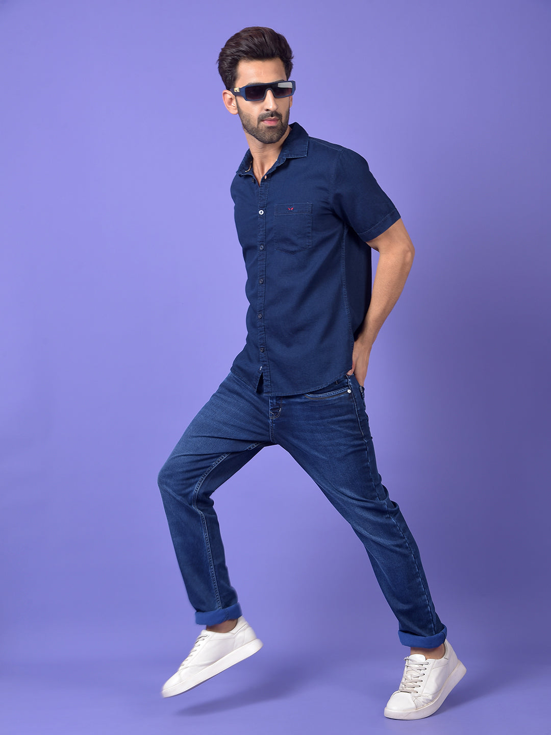 Navy Blue Denim Shirt