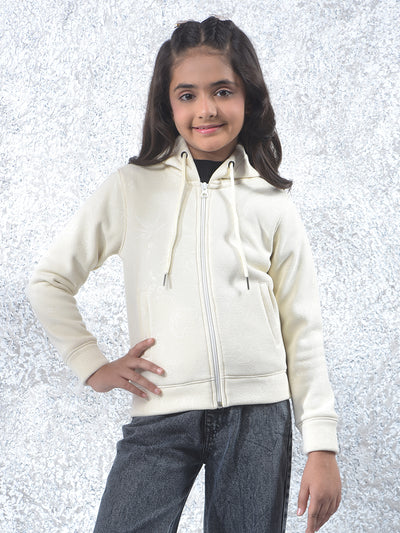 Cream Floral Print Hooded Neck Sweatshirt