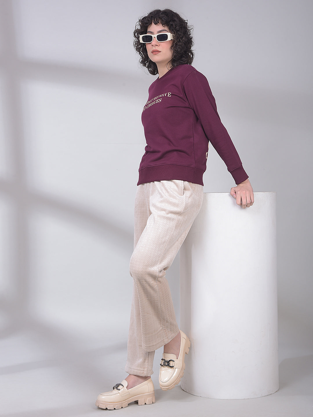 Beige Jacquard Casual Trackpants