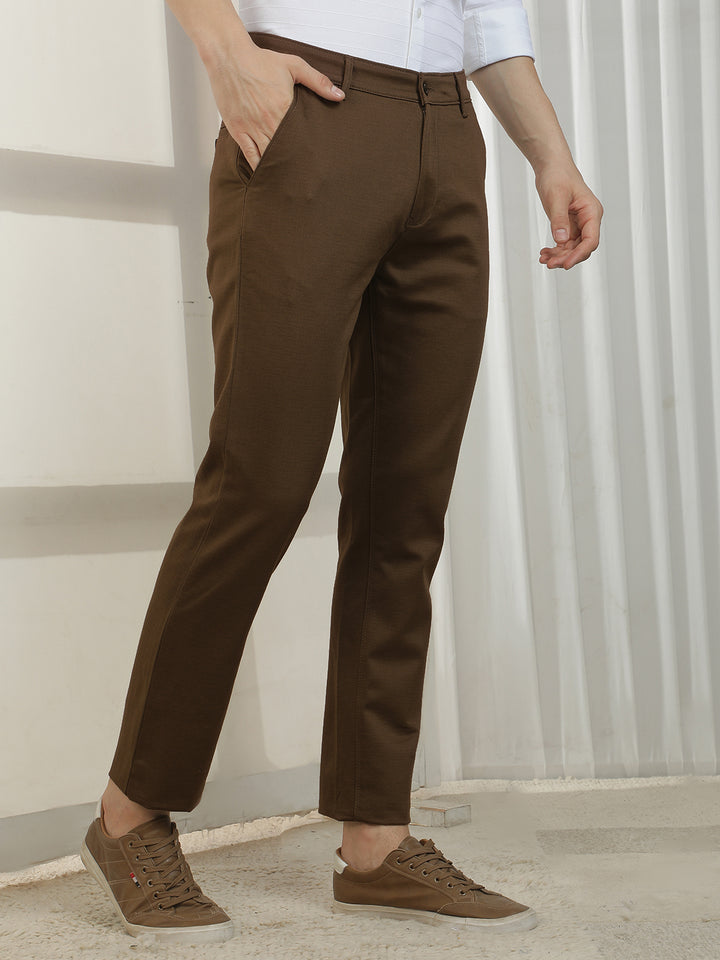 Chic Cocoa Brown Printed Trousers