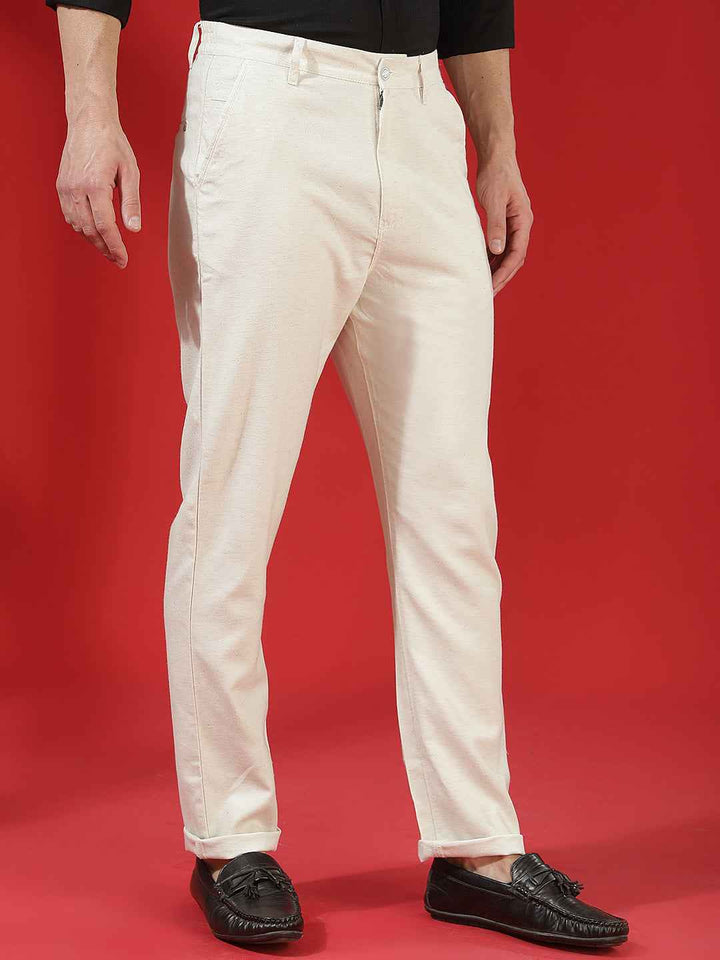 Off White Linen Comfort Trousers