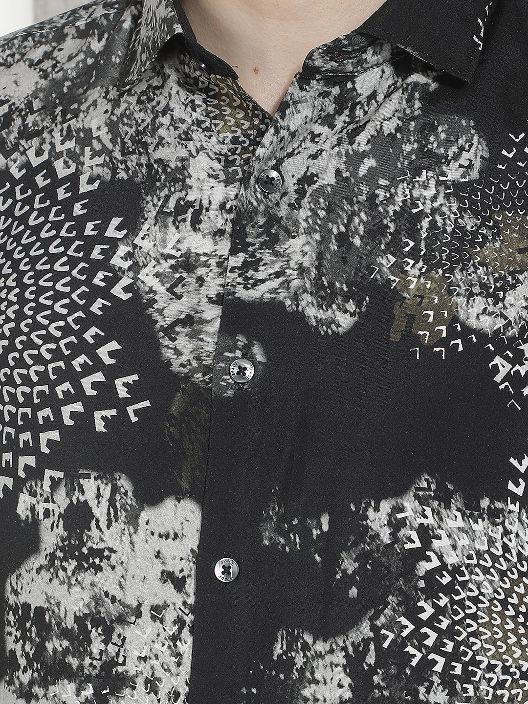 Black Printed Modal Shirt
