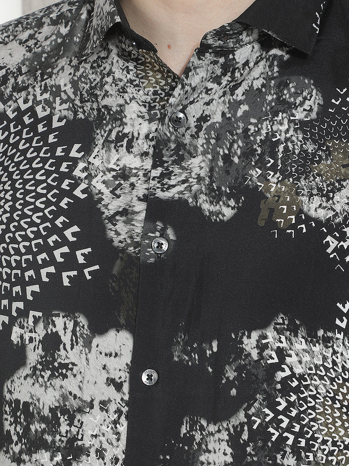 Black Printed Modal Shirt