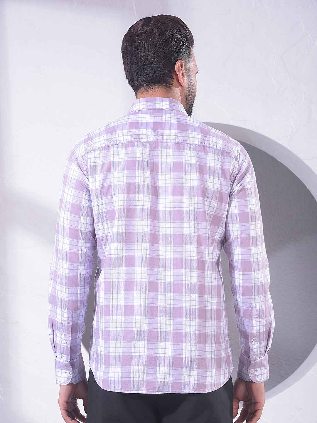 Purple Checked 100% Cotton Shirt