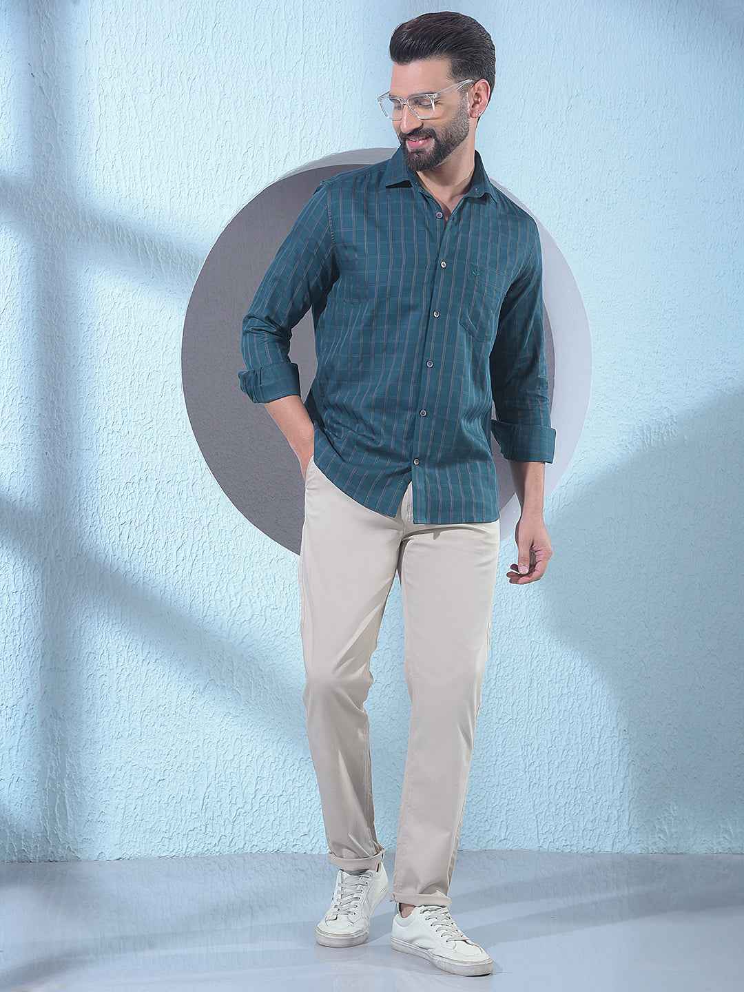 Green Checked 100% Cotton Shirt