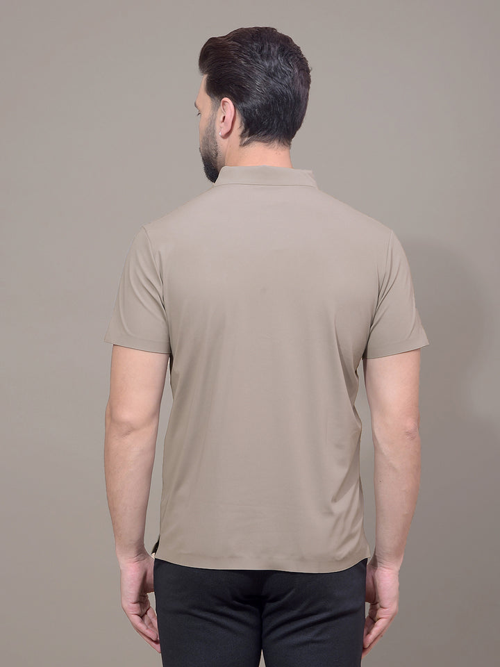 Grey Polo Neck T-Shirt-Men T-Shirts-Crimsoune Club