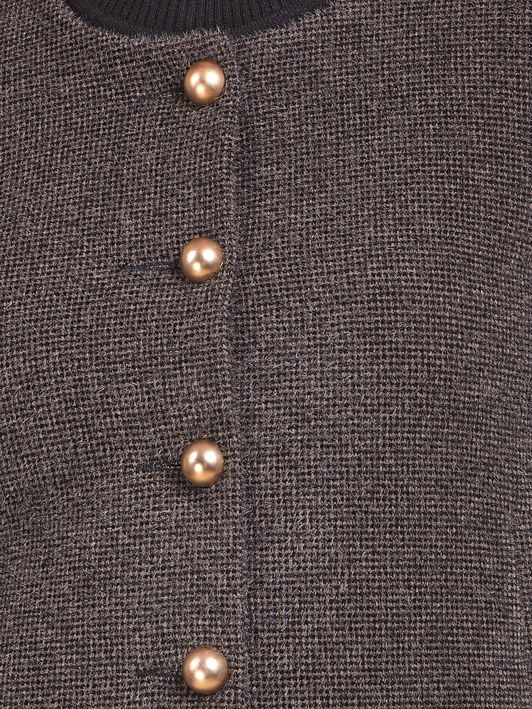 Brown Printed Single-Breasted Coat
