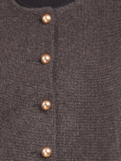 Brown Printed Single-Breasted Coat