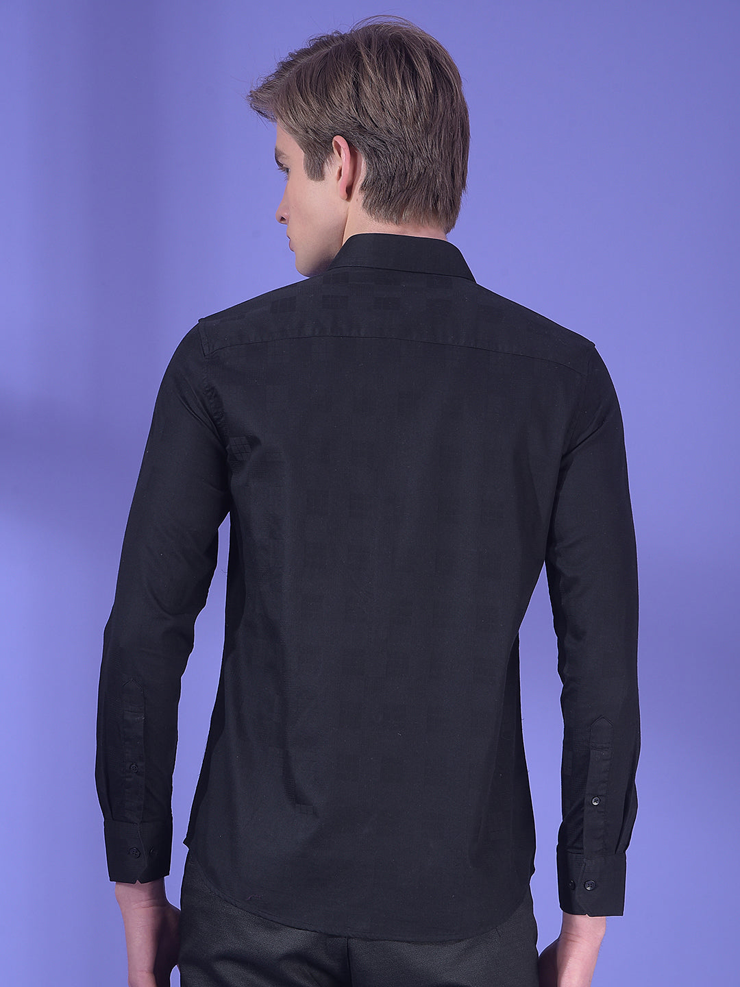 Black Jacquard 100% Cotton Shirt