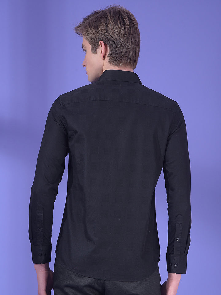 Black Jacquard 100% Cotton Shirt
