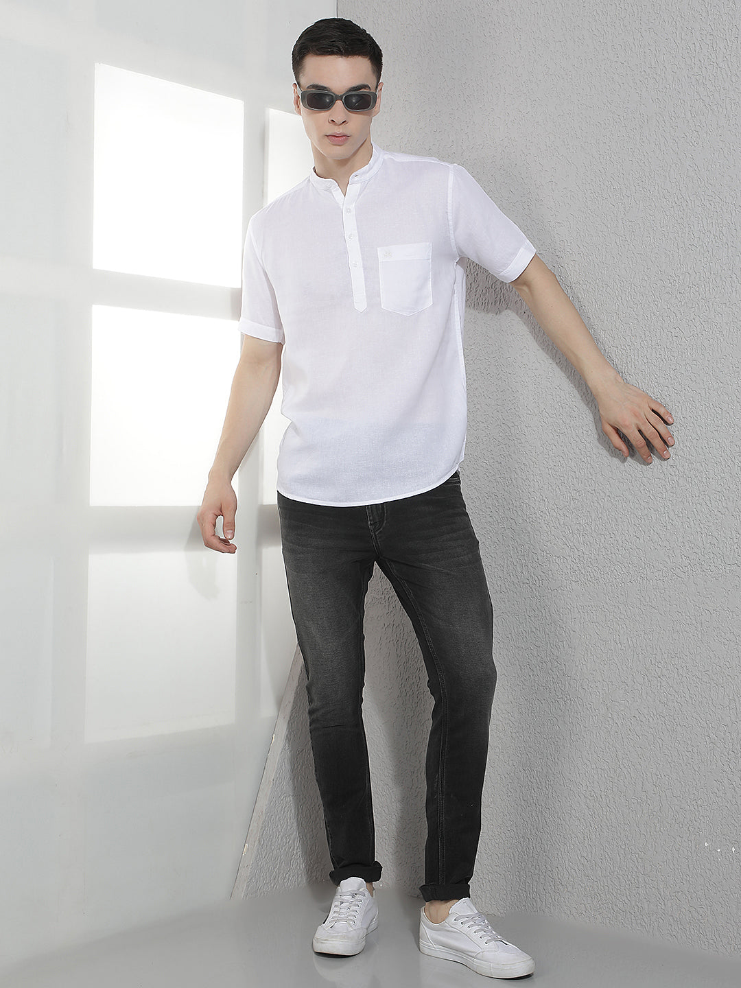 Modern Pure White Linen Kurta