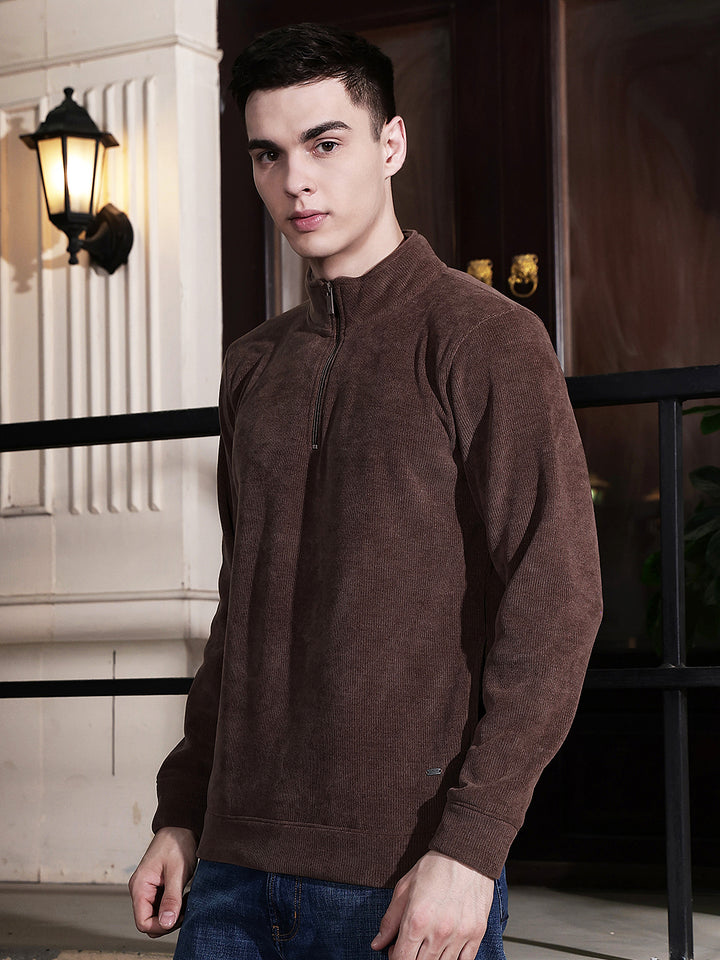 Brown High Neck Sweatshirt
