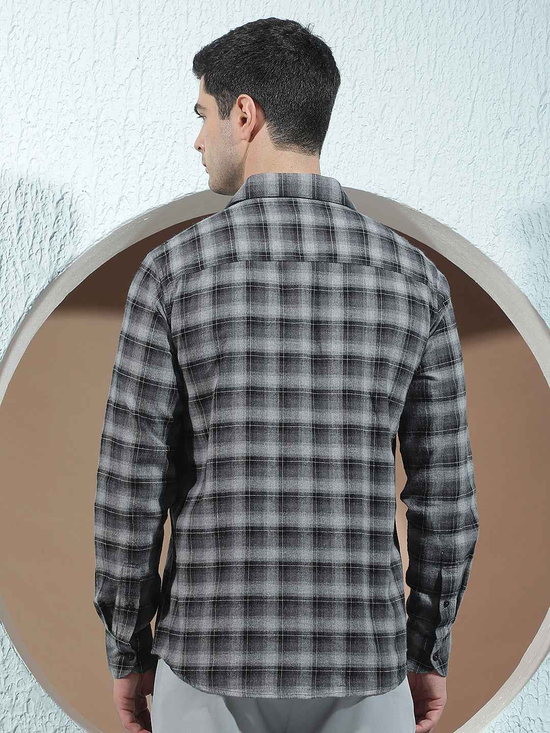 100% Cotton Grey Checked Shirt