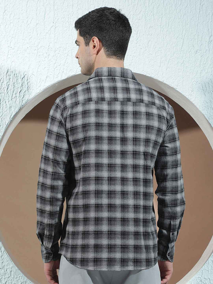 100% Cotton Grey Checked Shirt