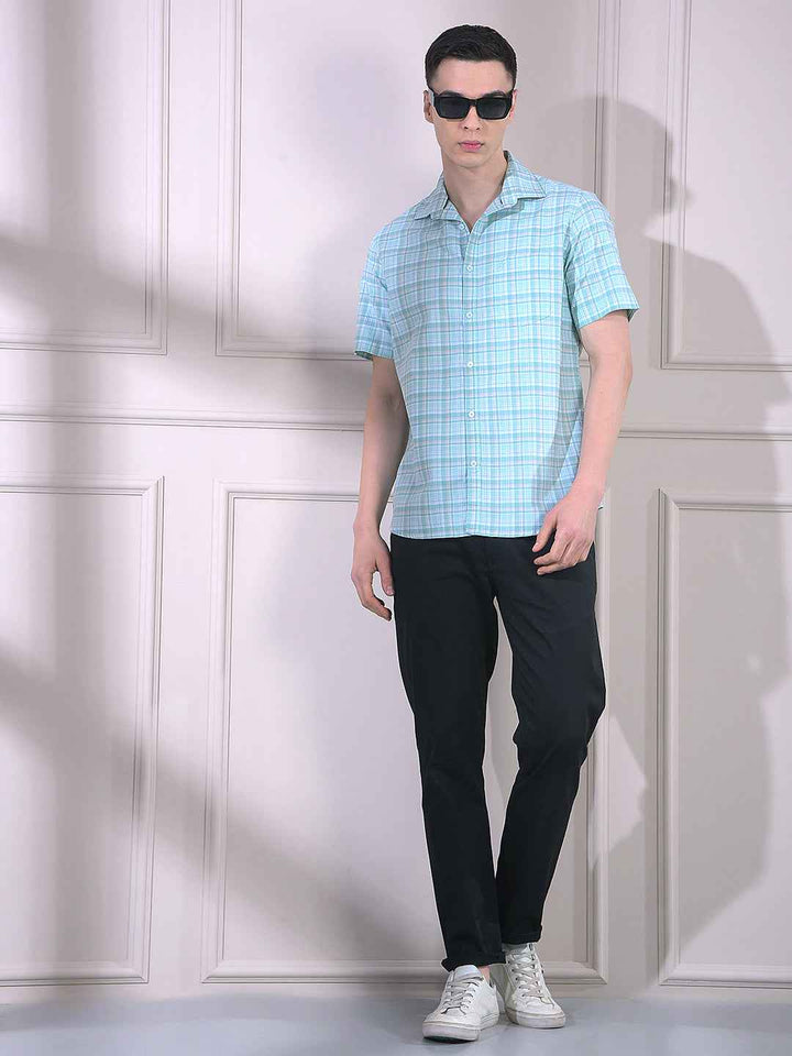 Green 100% Cotton Checked Shirt